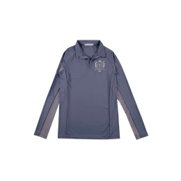 Order long-sleeved gray Polo shirt, half-chest zipper style design, printed LOGO, contrasting color Polo shirt, 65% polyester 15% zipper P1571 Order long-sleeved gray Polo shirt, half-chest zipper style design, printed LOGO, contrasting color Polo shirt, 65% polyester 15% zipper P1571